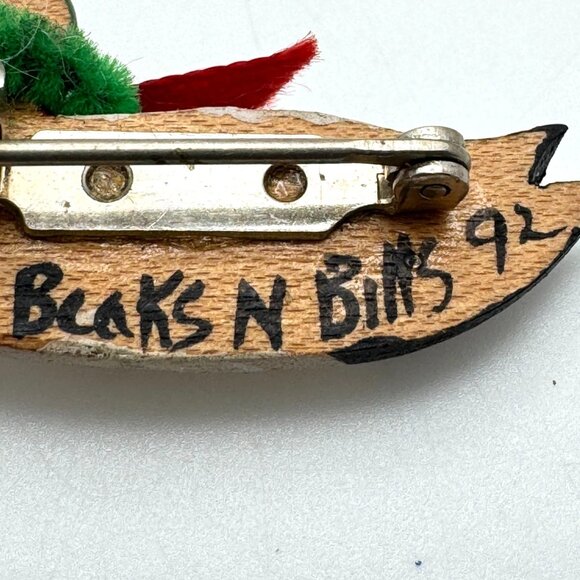 Vintage 1992 Beaks N Bills Hand-Carved & Painted Mallard Duck Pin Brooch - Picture 3 of 9
